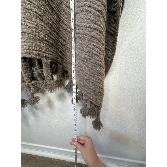 NWT The Row Follain Fringe Poncho in Fawn Melange Wool Cashmere Pullover Sweater - Picture 14 of 16